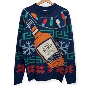 Old Forester Bourbon Embroidered Ugly Christmas Sweater